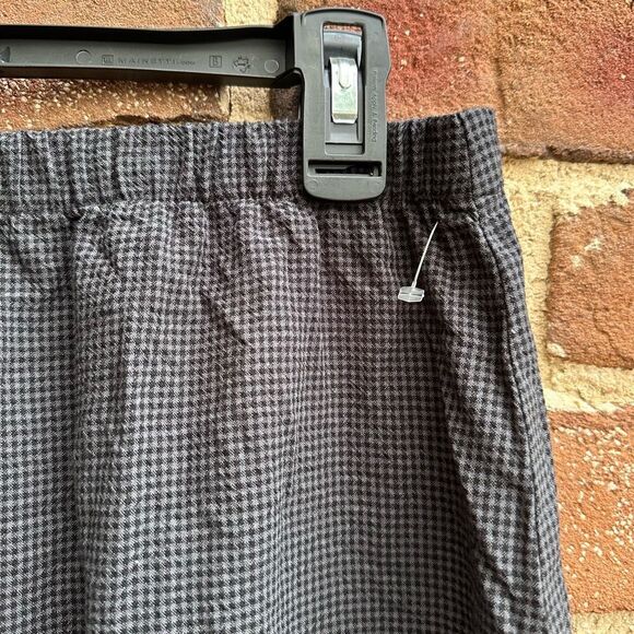 EILEEN FISHER TENCEL Seersucker Check Midi Skirt gray large - Picture 7 of 9